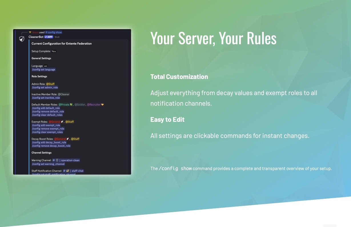 CleanerBot Config Show
